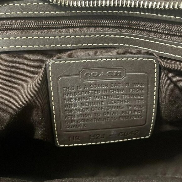 Auth COACH Signature Market Tote 6042 Khaki Dark Brown Jacquard Leather - Picture 10 of 12